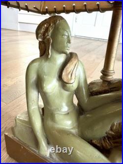 Vintage 1920s Art Deco Nude Figural Lady Lamp w Original Shade