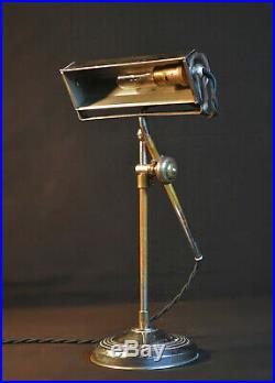 Vintage 1920s art deco antique original swivel canopy bankers desk lamp