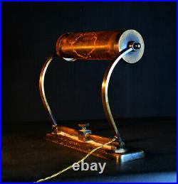 Vintage 1920s original Art deco bronze twin arm adjustable Lawyers desk lamp