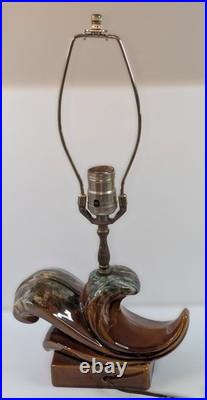 Vintage 1930-50s Wave Table Lamp Mid-Century / Art Deco Drip Glaze WORks