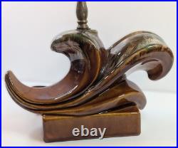 Vintage 1930-50s Wave Table Lamp Mid-Century / Art Deco Drip Glaze WORks