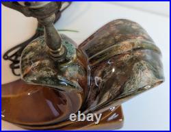 Vintage 1930-50s Wave Table Lamp Mid-Century / Art Deco Drip Glaze WORks