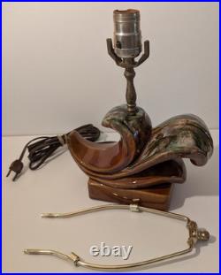 Vintage 1930-50s Wave Table Lamp Mid-Century / Art Deco Drip Glaze WORks