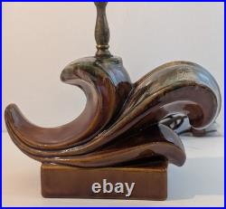Vintage 1930-50s Wave Table Lamp Mid-Century / Art Deco Drip Glaze WORks
