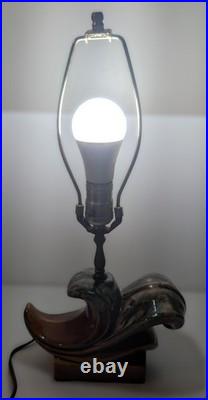 Vintage 1930-50s Wave Table Lamp Mid-Century / Art Deco Drip Glaze WORks