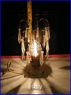 Vintage 1930's Mid Century Boudoir Crystal Dresser Lamp Art Deco Retro