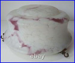 Vintage 1930s Art Deco Fly Catcher PINK Marble Glass Lamp Shade Original Chains