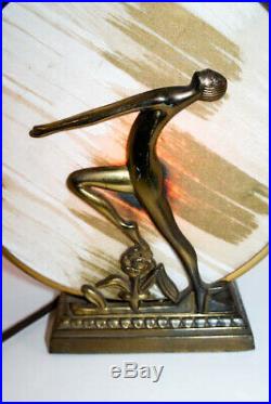 Vintage 1930s Art Deco Nude Bronze Lamp Rare