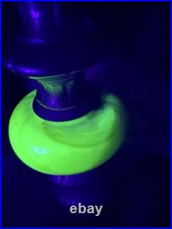 Vintage 1930s Art Deco Uranium Vaseline Glass Accent Double Arm Table Lamp Glows