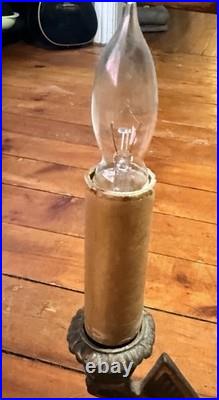 Vintage 1930s Art Deco Uranium Vaseline Glass Accent Double Arm Table Lamp Glows