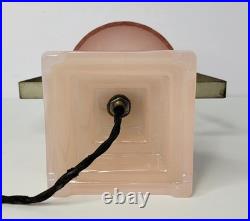 Vintage 1930s Houzex Pink Satin Frosted Glass Art Deco Style Boudoir Desk Lamp