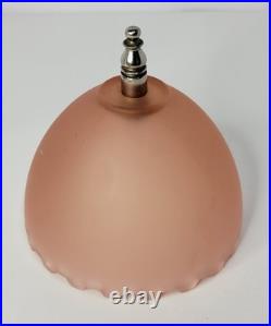 Vintage 1930s Houzex Pink Satin Frosted Glass Art Deco Style Boudoir Desk Lamp
