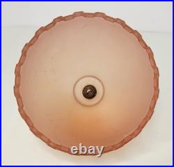 Vintage 1930s Houzex Pink Satin Frosted Glass Art Deco Style Boudoir Desk Lamp