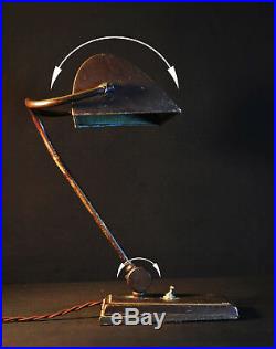 Vintage 1930s art deco antique original swivel canopy bankers desk lamp