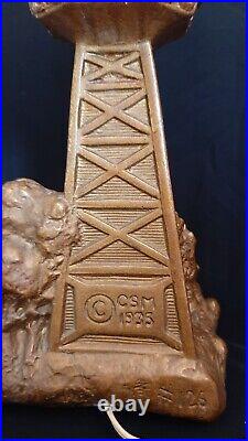 Vintage 1935 WILL ROGERS & WILEY POST Aviation PLANE CRASH Lamp CSM Chalkware