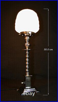Vintage 1940 Rare antique art deco lamp barley twist opaline shade 4 footed base