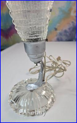 Vintage 1940s Art Deco Clear Depression Glass Heart Shaped Boudoir Lamp RARE