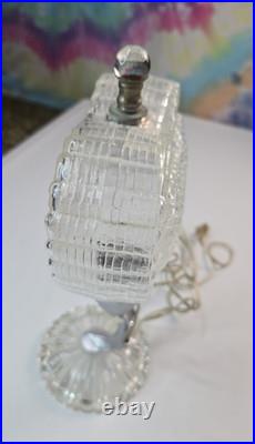 Vintage 1940s Art Deco Clear Depression Glass Heart Shaped Boudoir Lamp RARE