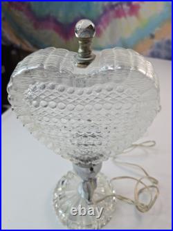 Vintage 1940s Art Deco Clear Depression Glass Heart Shaped Boudoir Lamp RARE Vintage 1940s Art Deco Clear Depression Glass Heart Shaped Boudoir Lamp RARE