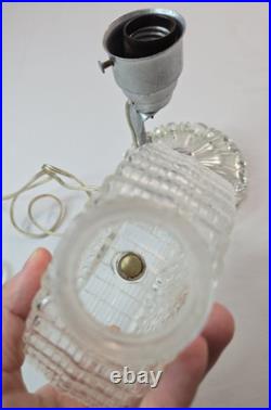 Vintage 1940s Art Deco Clear Depression Glass Heart Shaped Boudoir Lamp RARE