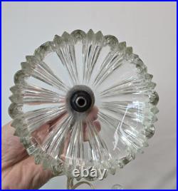 Vintage 1940s Art Deco Clear Depression Glass Heart Shaped Boudoir Lamp RARE