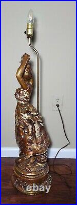 Vintage 1960's Flamenco Fan Dancer 36 Chalkware Decorative Statue Lamp Art Deco