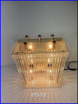 Vintage 1970's Art Deco Lucite Rod Glass Wall Lamp 11.5x9x5 Inch