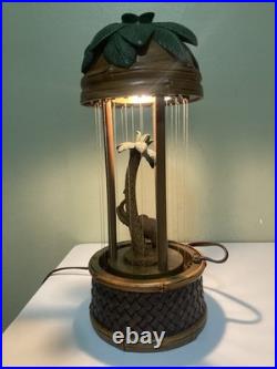 Vintage 1970s Cheyenne Oil Rain Lamp Elephant Palm Tree Tropical Decor READ