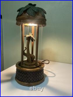 Vintage 1970s Cheyenne Oil Rain Lamp Elephant Palm Tree Tropical Decor READ