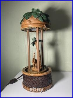 Vintage 1970s Cheyenne Oil Rain Lamp Elephant Palm Tree Tropical Decor READ