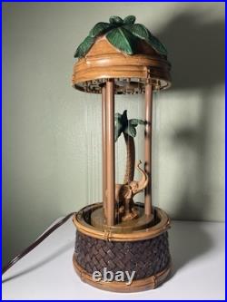 Vintage 1970s Cheyenne Oil Rain Lamp Elephant Palm Tree Tropical Decor READ