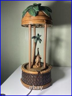 Vintage 1970s Cheyenne Oil Rain Lamp Elephant Palm Tree Tropical Decor READ
