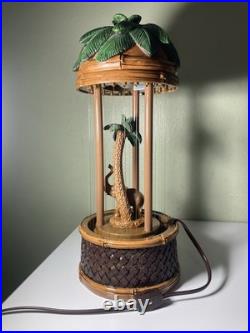 Vintage 1970s Cheyenne Oil Rain Lamp Elephant Palm Tree Tropical Decor READ
