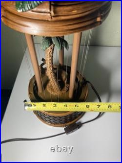 Vintage 1970s Cheyenne Oil Rain Lamp Elephant Palm Tree Tropical Decor READ
