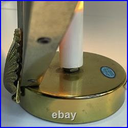 Vintage 1980s Art Deco Fan Lamp Brass Shell Pleated Hollywood Regency