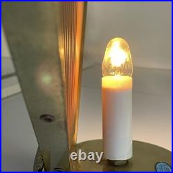 Vintage 1980s Art Deco Fan Lamp Brass Shell Pleated Hollywood Regency