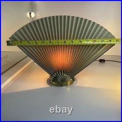 Vintage 1980s Art Deco Fan Lamp Brass Shell Pleated Hollywood Regency
