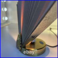 Vintage 1980s Art Deco Fan Lamp Brass Shell Pleated Hollywood Regency