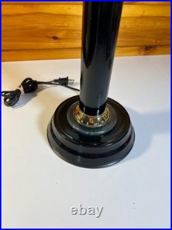 Vintage 1990s Black & Brass Touch Desk Lamp Light 3-Way Dimmer Art Deco Revival