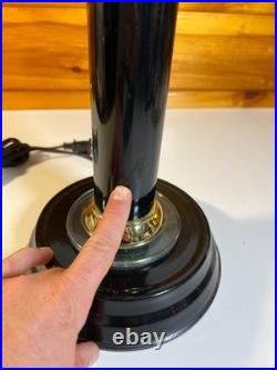 Vintage 1990s Black & Brass Touch Desk Lamp Light 3-Way Dimmer Art Deco Revival