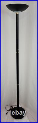 Vintage 1990s Halogen 300 Watt Black Torchiere Floor Lamp + TESTED WORKS