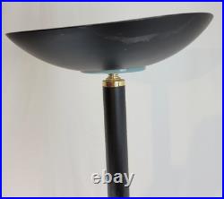 Vintage 1990s Halogen 300 Watt Black Torchiere Floor Lamp + TESTED WORKS