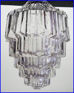 Vintage 5 Tiered Clear Glass Art Deco SkyScraper Pendant Light Lamp Shade