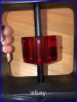 Vintage 80s Lucite Red Black Cube Dice Table Lamp Art Deco Modernist Square