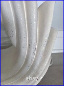 Vintage 80s New Wave Regency Ceramic Lamp Art Deco Glass Globe Modernist A Pair