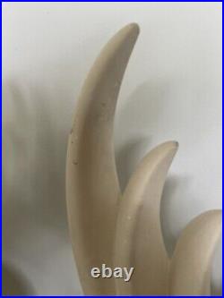 Vintage 80s New Wave Regency Ceramic Lamp Art Deco Glass Globe Modernist A Pair