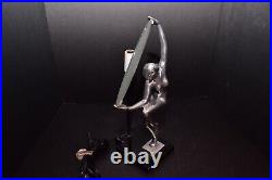 Vintage ART-DECO 1984 NUDE Lady Frankart Style Lamp BY MANN Silver