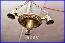 Vintage ART DECO Ceiling Light Lamp Fixture Pendant 3 LT hanging chandelier 14