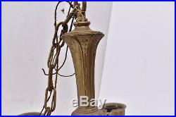 Vintage ART DECO Ceiling Light Lamp Fixture Pendant Brass hanging chandelier 5