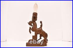 Vintage ATQ Bronzart Art Deco Frankart Horse and Rider Table Lamp Figural Light